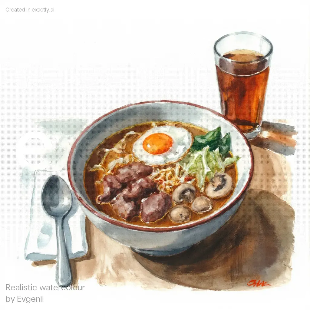 Steaming Ramen Delight created with Realistic watercolour by Evgenii