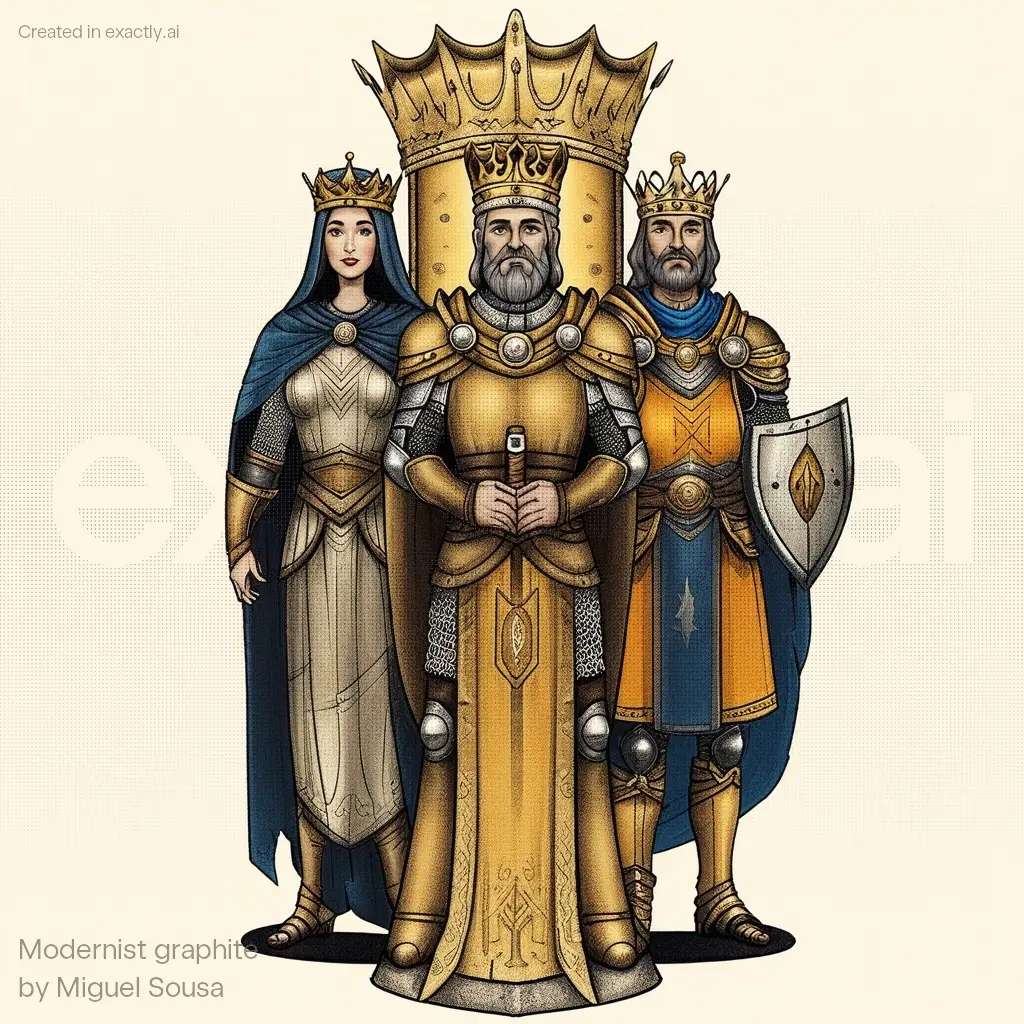 King queen and knight created with Modernist graphite by Miguel Sousa