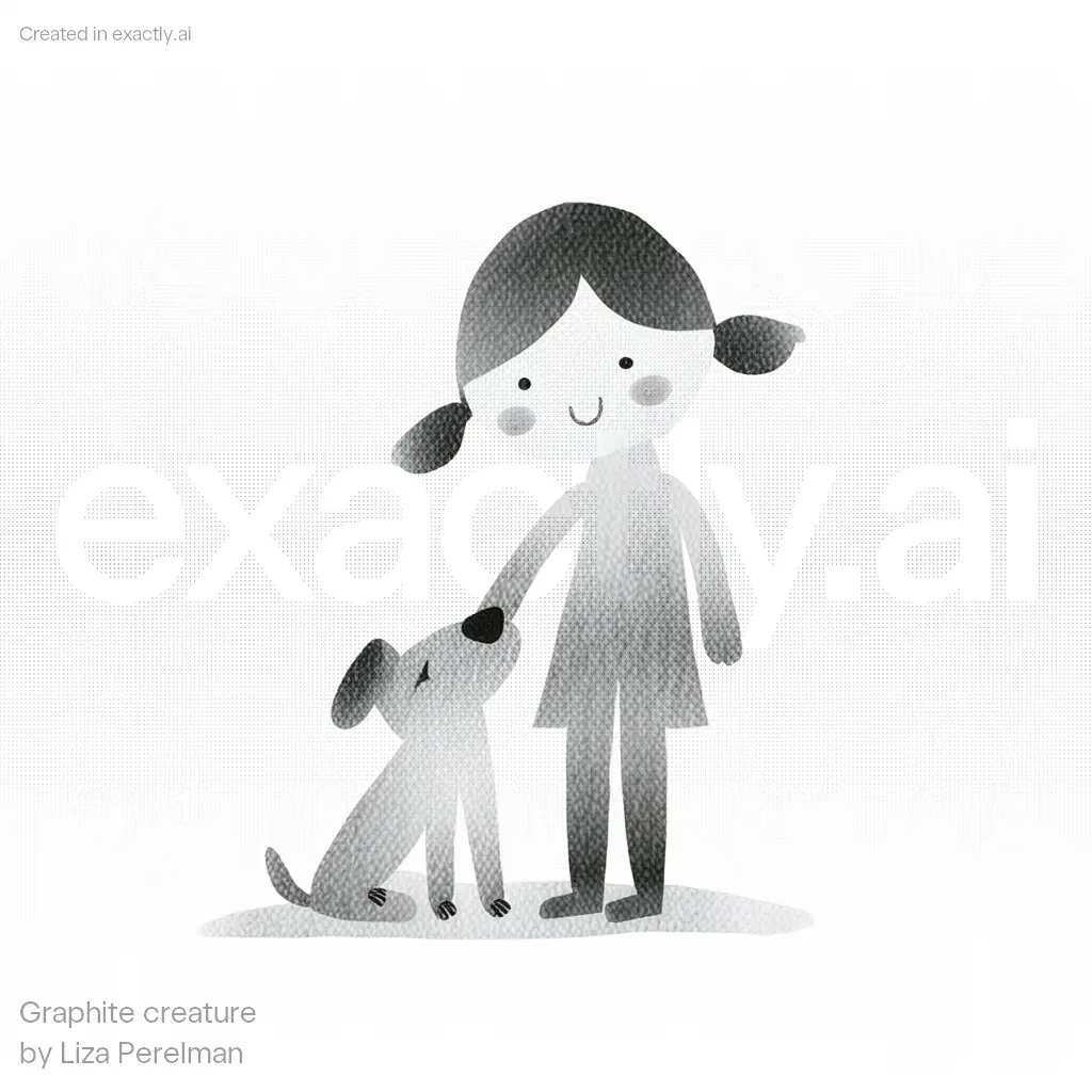 Girl with dog created with Graphite creature by Liza Perelman