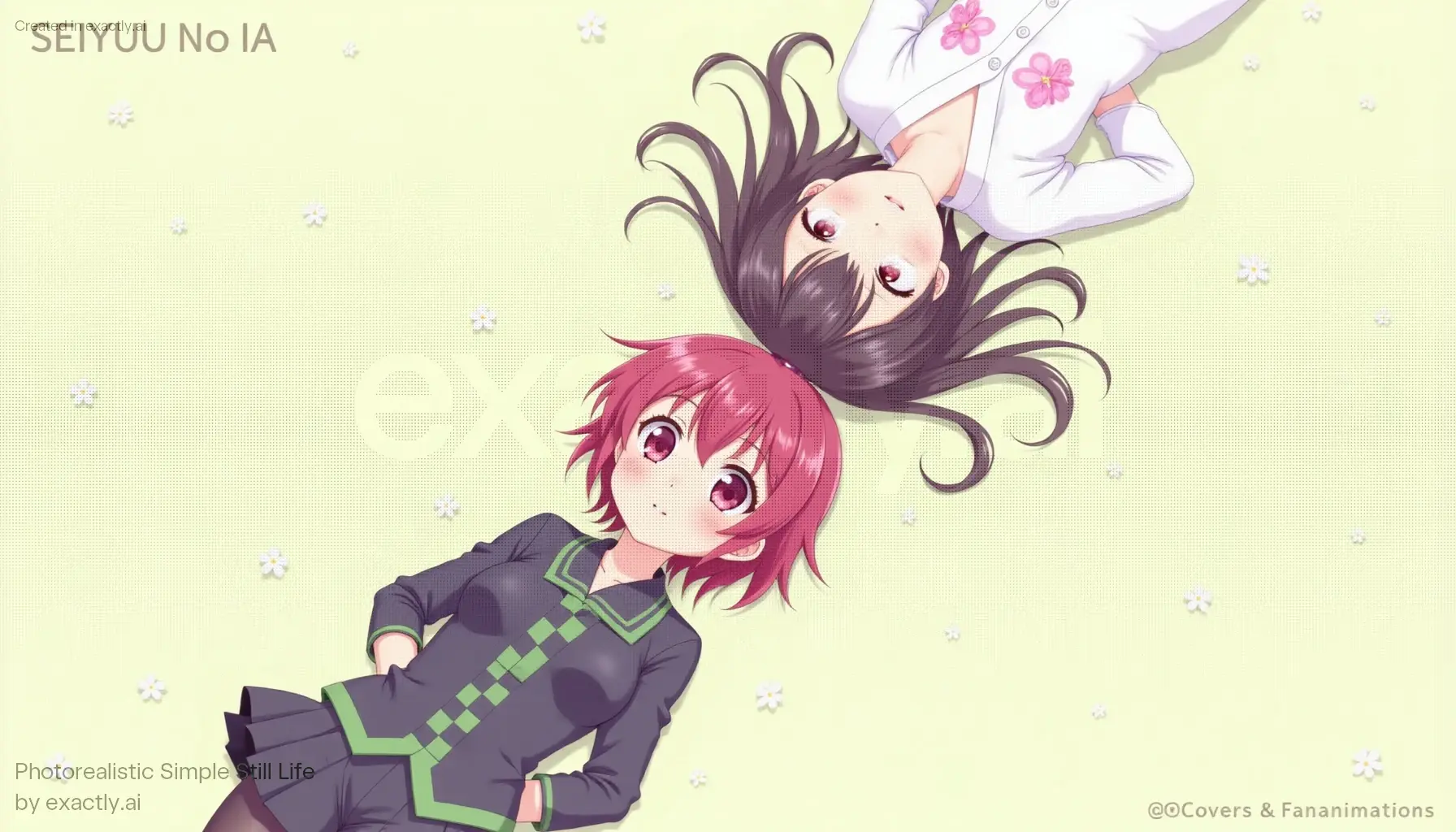 Anime Girls Lying Down created with Photorealistic Simple Still Life by exactly.ai