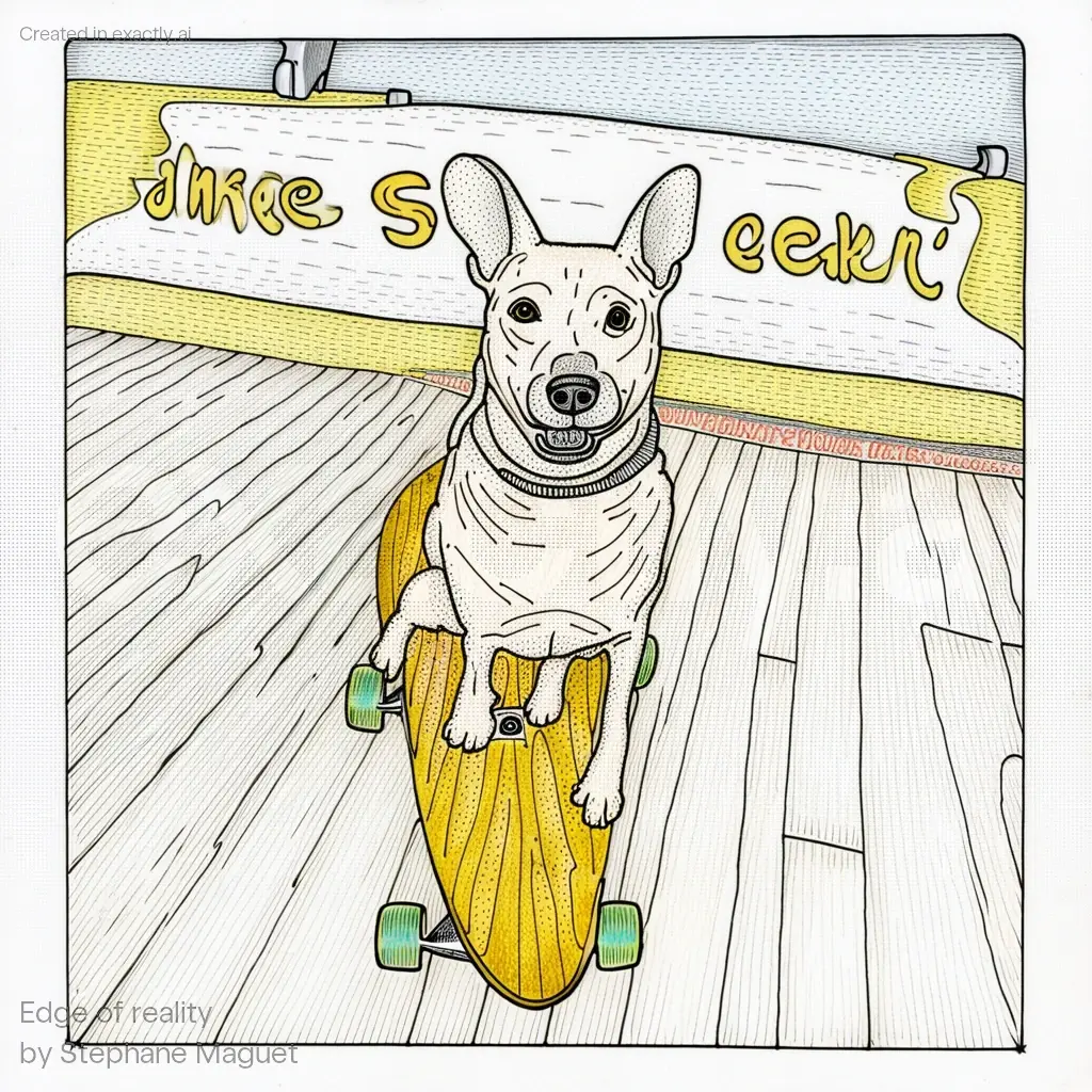 Dog on skateboard created with Edge of reality by Stephane Maguet