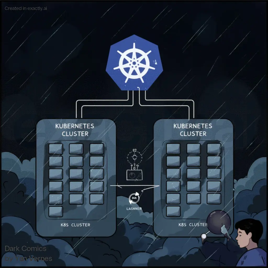 Kubernetes Cluster Diagram created with Dark Comics by Yan Vernes