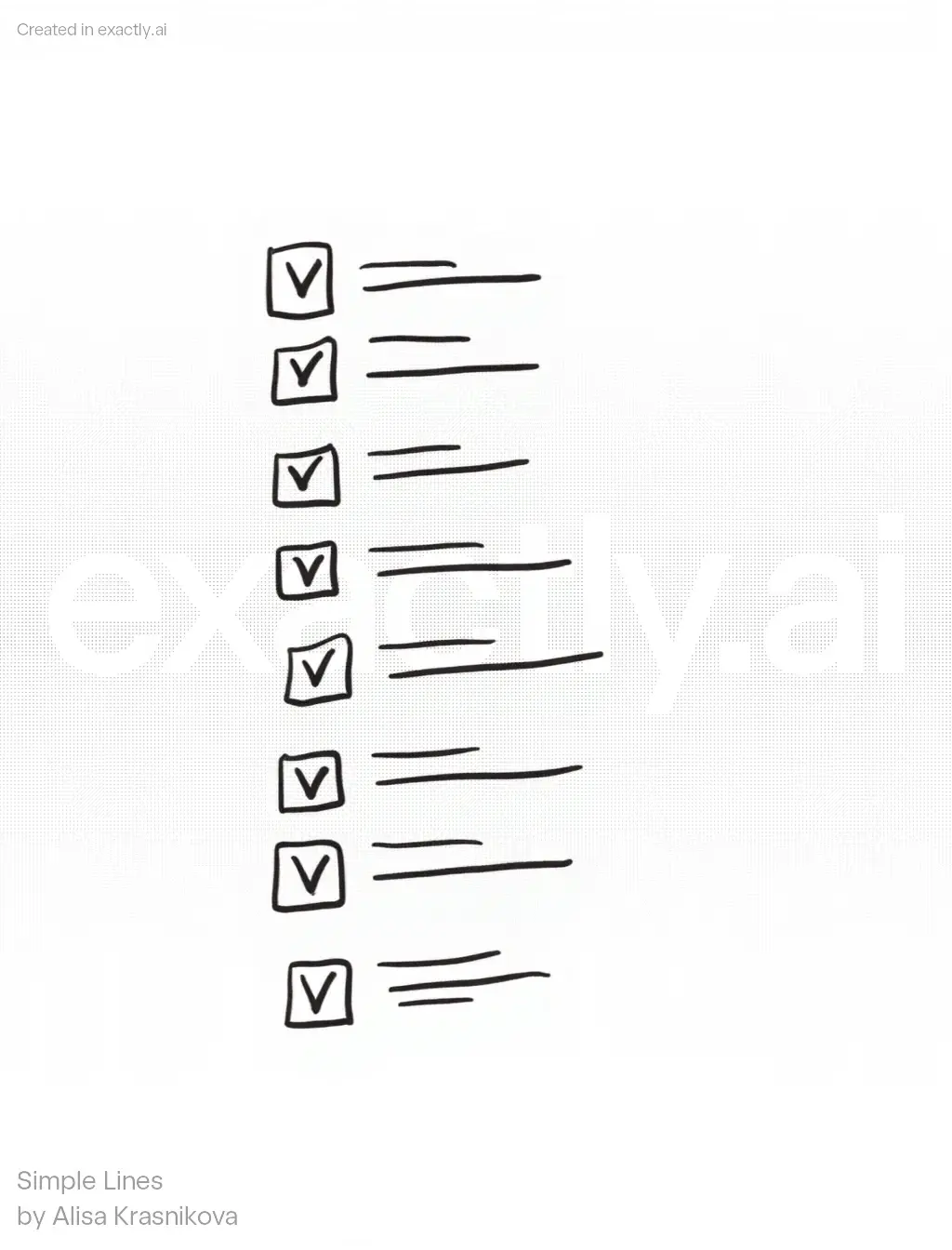 Checklist with items created with Simple Lines by Alisa Krasnikova