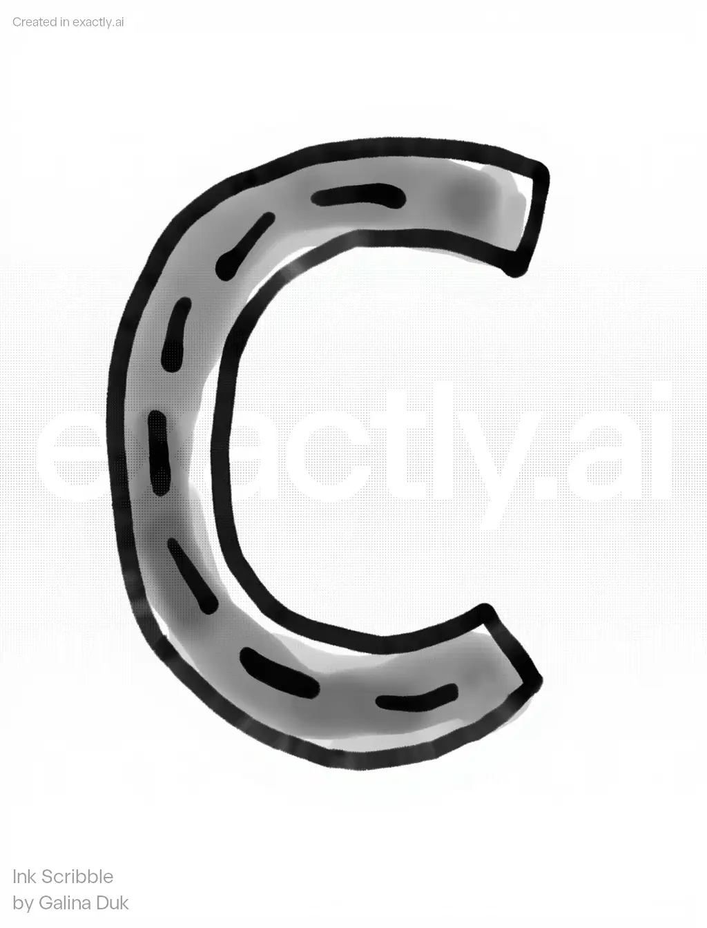 Horseshoe Letter C created with Ink Scribble by Galina Duk 