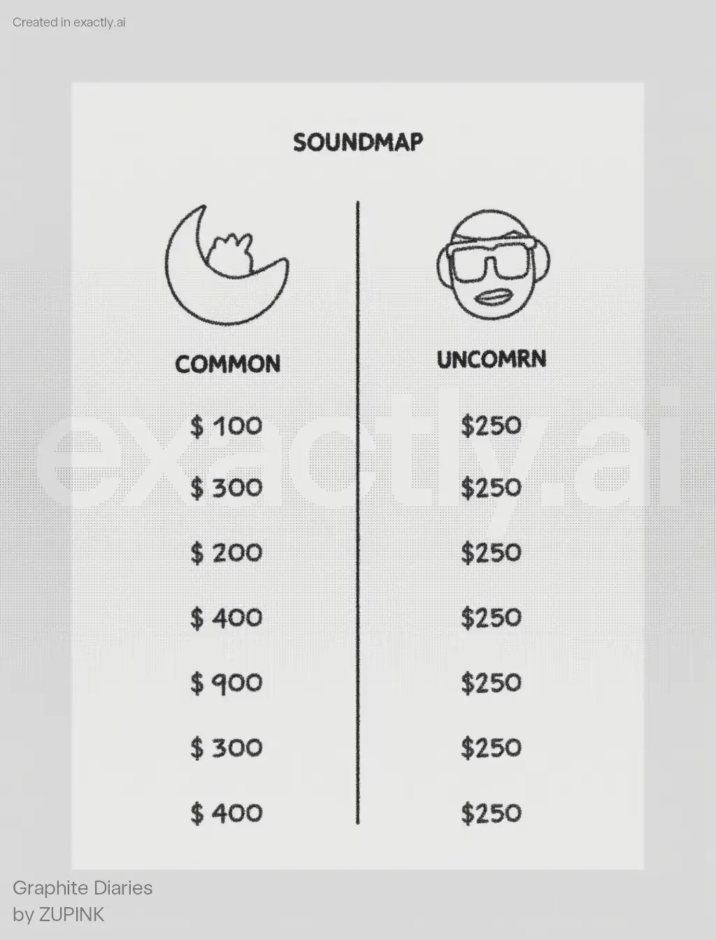 Soundmap Pricing Chart created with Graphite Diaries by ZUPINK