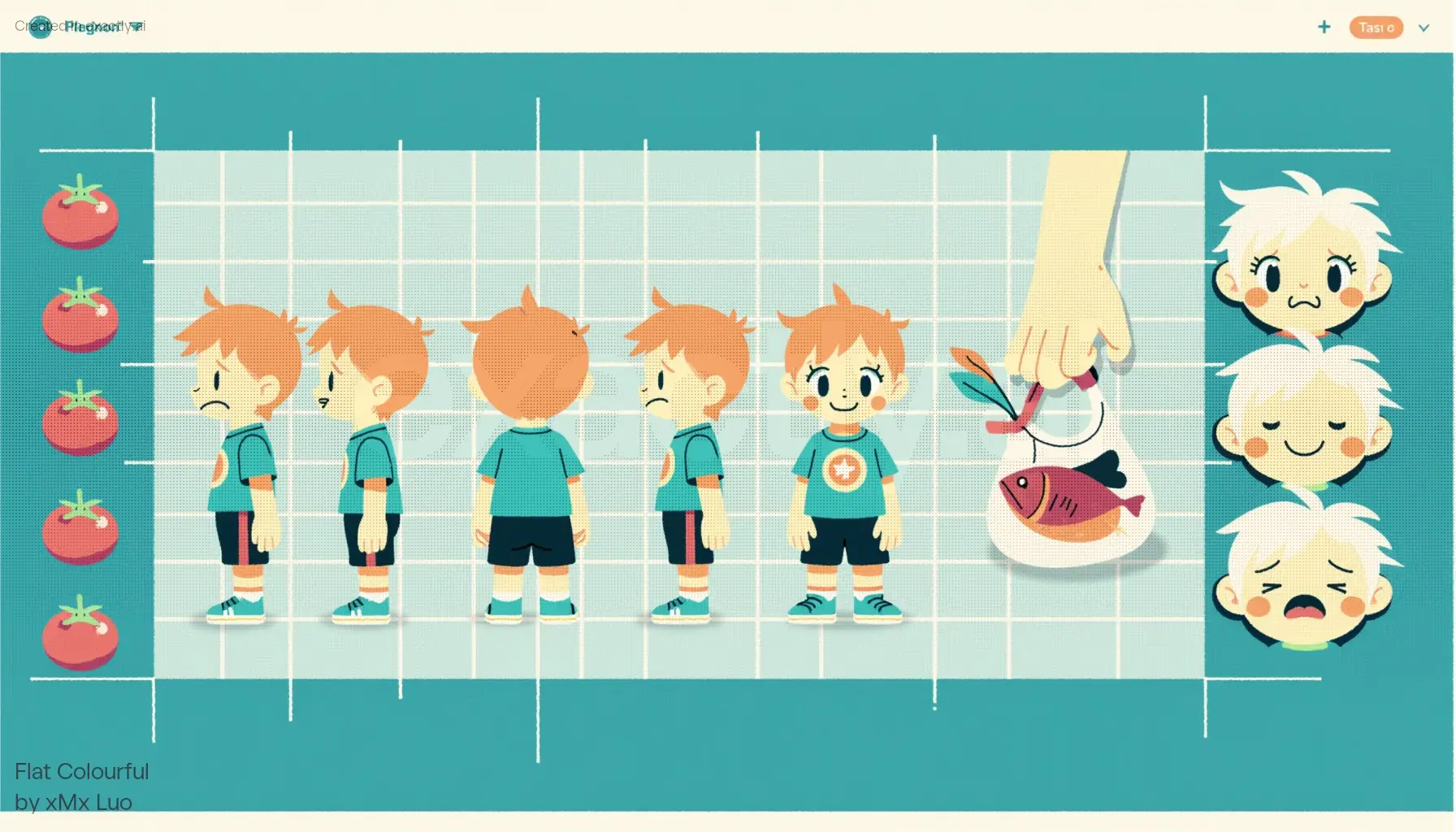 Boy's Fish Reaction created with Flat Colourful by xMx Luo