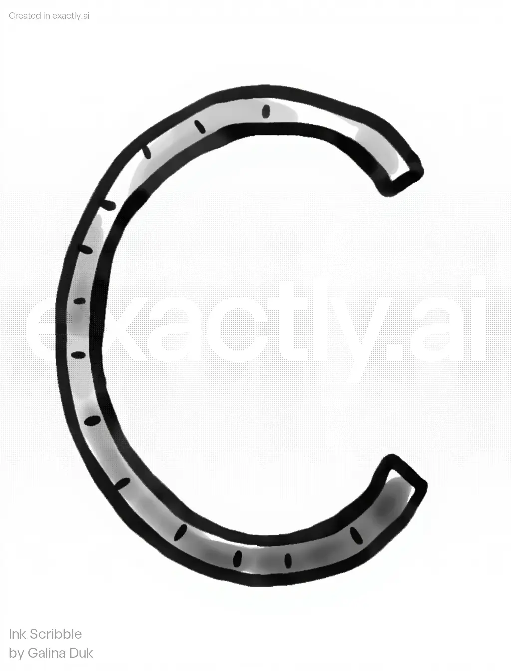 Horseshoe Letter C created with Ink Scribble by Galina Duk 