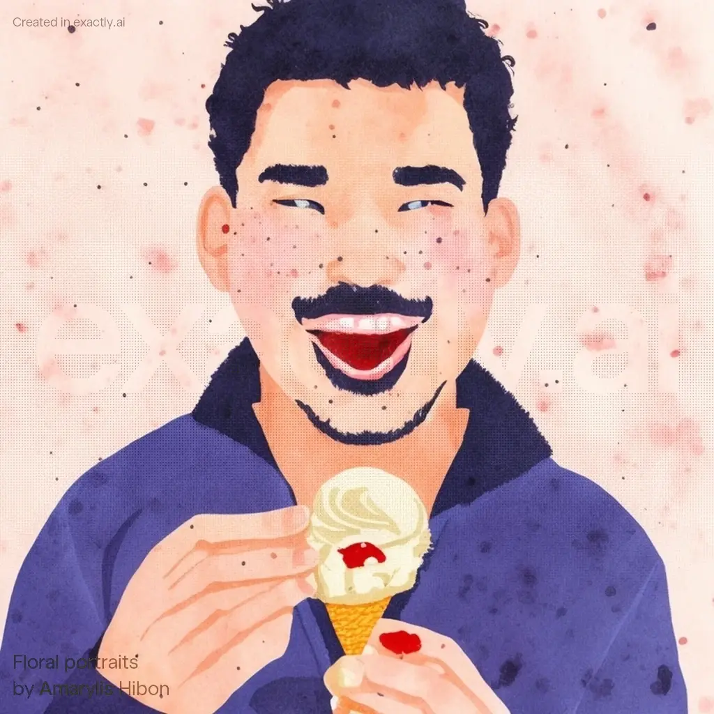 Man eating ice cream created with Floral portraits by Amarylis Hibon