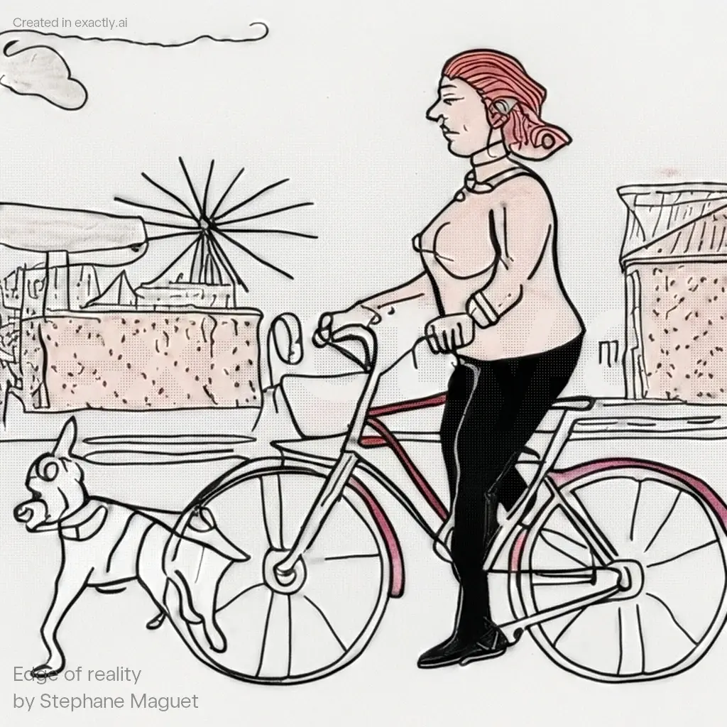 Woman riding bike with dog created with Edge of reality by Stephane Maguet