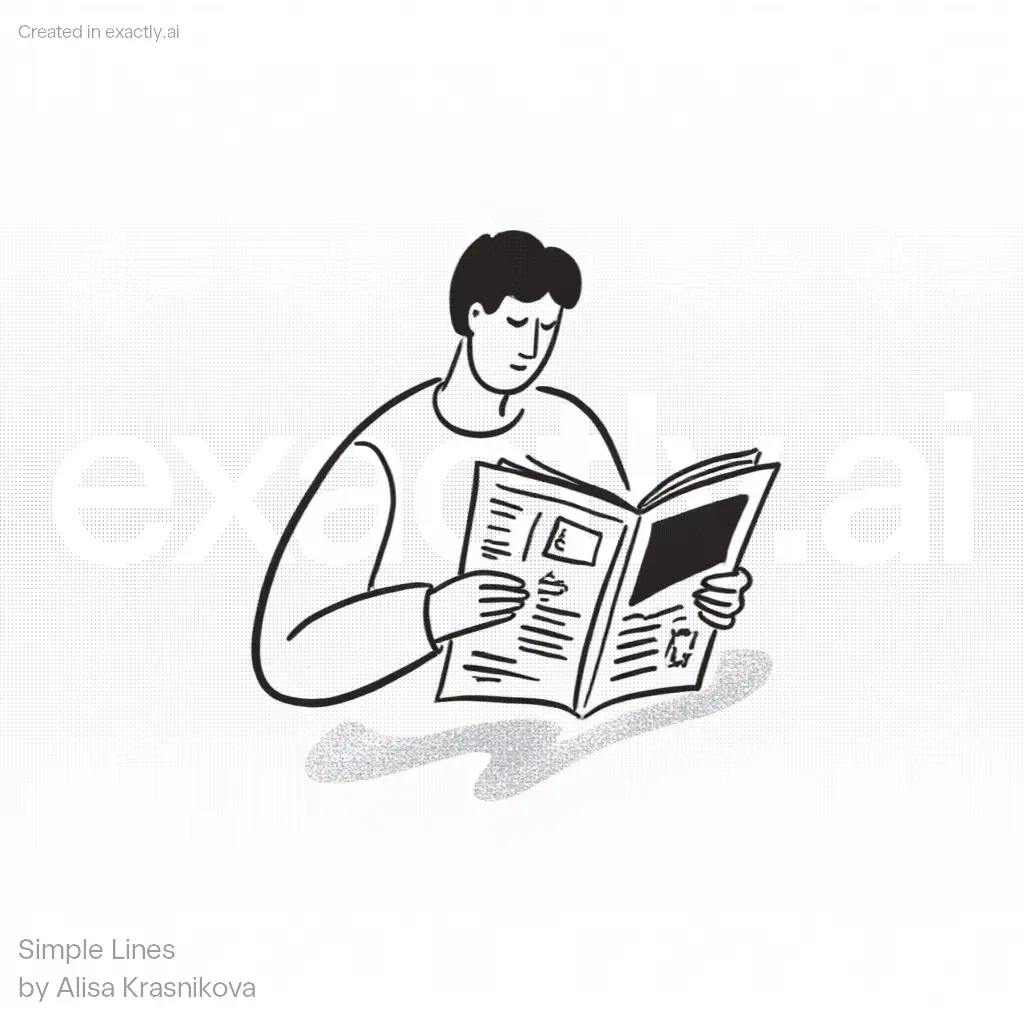 Person Reading Newspaper created with Simple Lines by Alisa Krasnikova