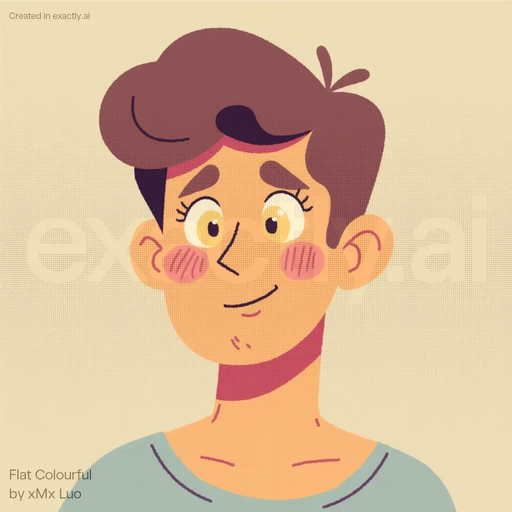 Smiling Anime Character created with Flat Colourful by xMx Luo