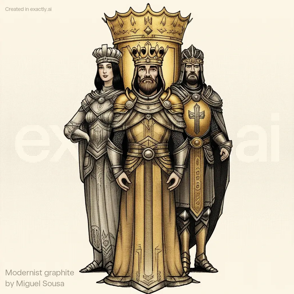 King queen and knight created with Modernist graphite by Miguel Sousa