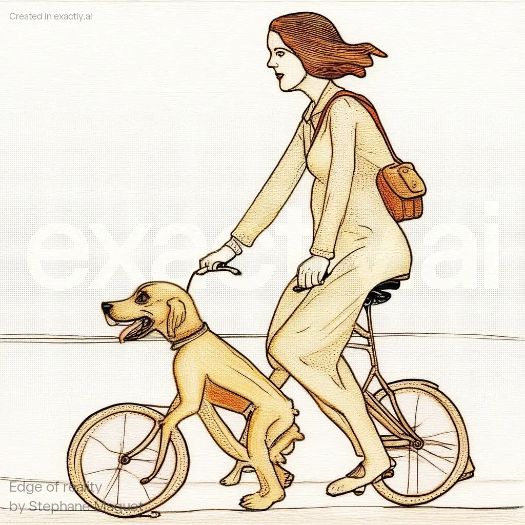 Woman riding bike with dog created with Edge of reality by Stephane Maguet