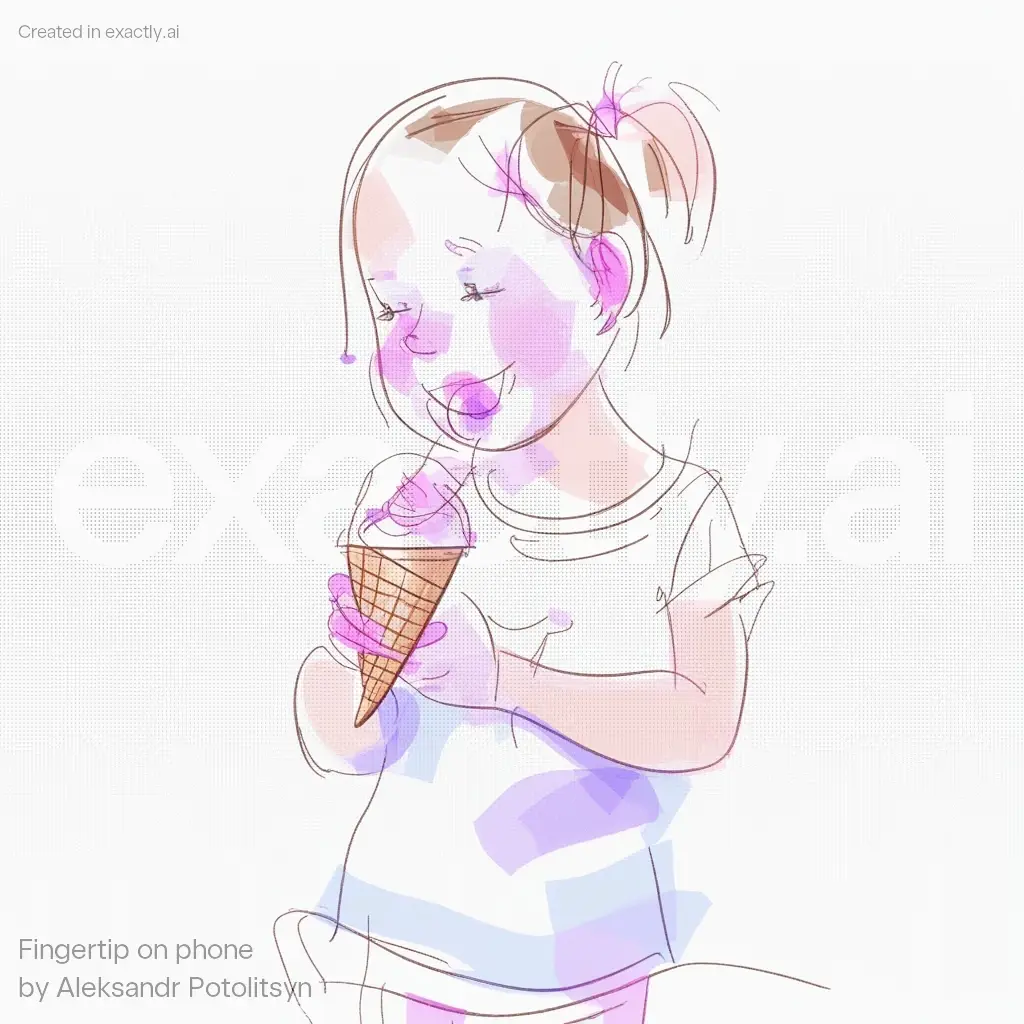 Girl eating ice cream created with Fingertip on phone by Aleksandr Potolitsyn