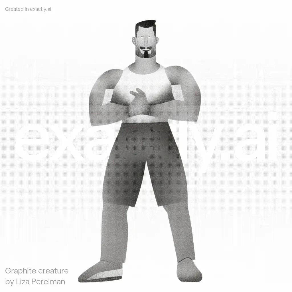 Man in tank top created with Graphite creature by Liza Perelman