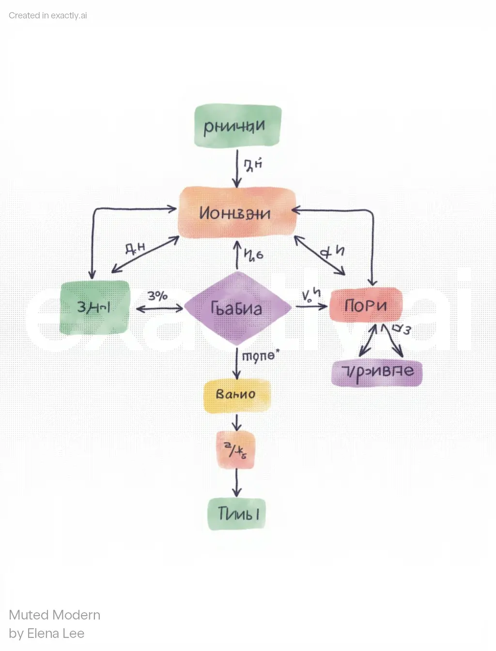 Colorful Flowchart Diagram created with Muted Modern  by Elena Lee
