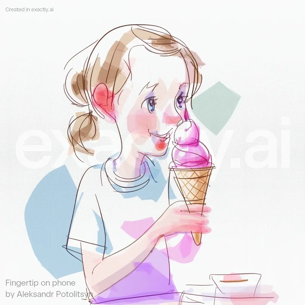 Girl eating ice cream created with Fingertip on phone by Aleksandr Potolitsyn