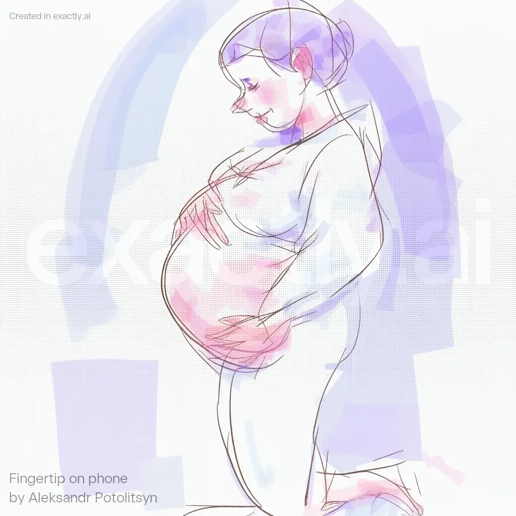 Drawing of pregnant woman created with Fingertip on phone by Aleksandr Potolitsyn