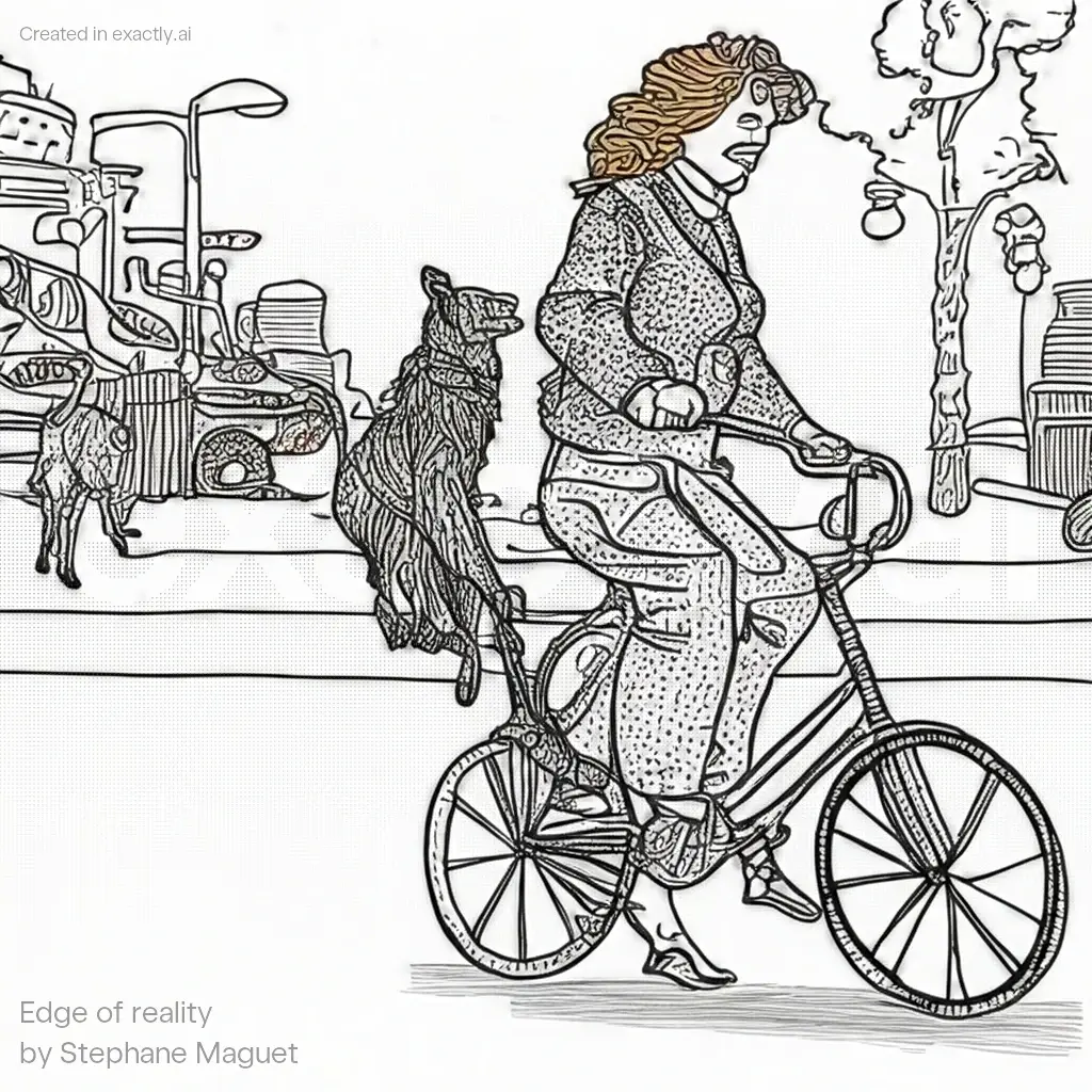 Woman riding bike with dog created with Edge of reality by Stephane Maguet