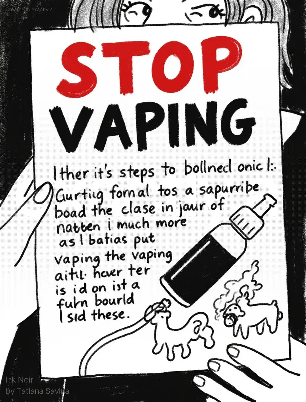 Anti-Vaping Poster created with Ink Noir by Tatiana Savina