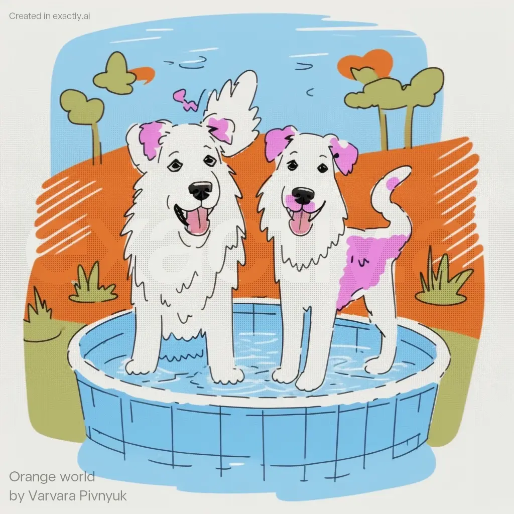 Dog jumping in water created with Orange world by Varvara Pivnyuk