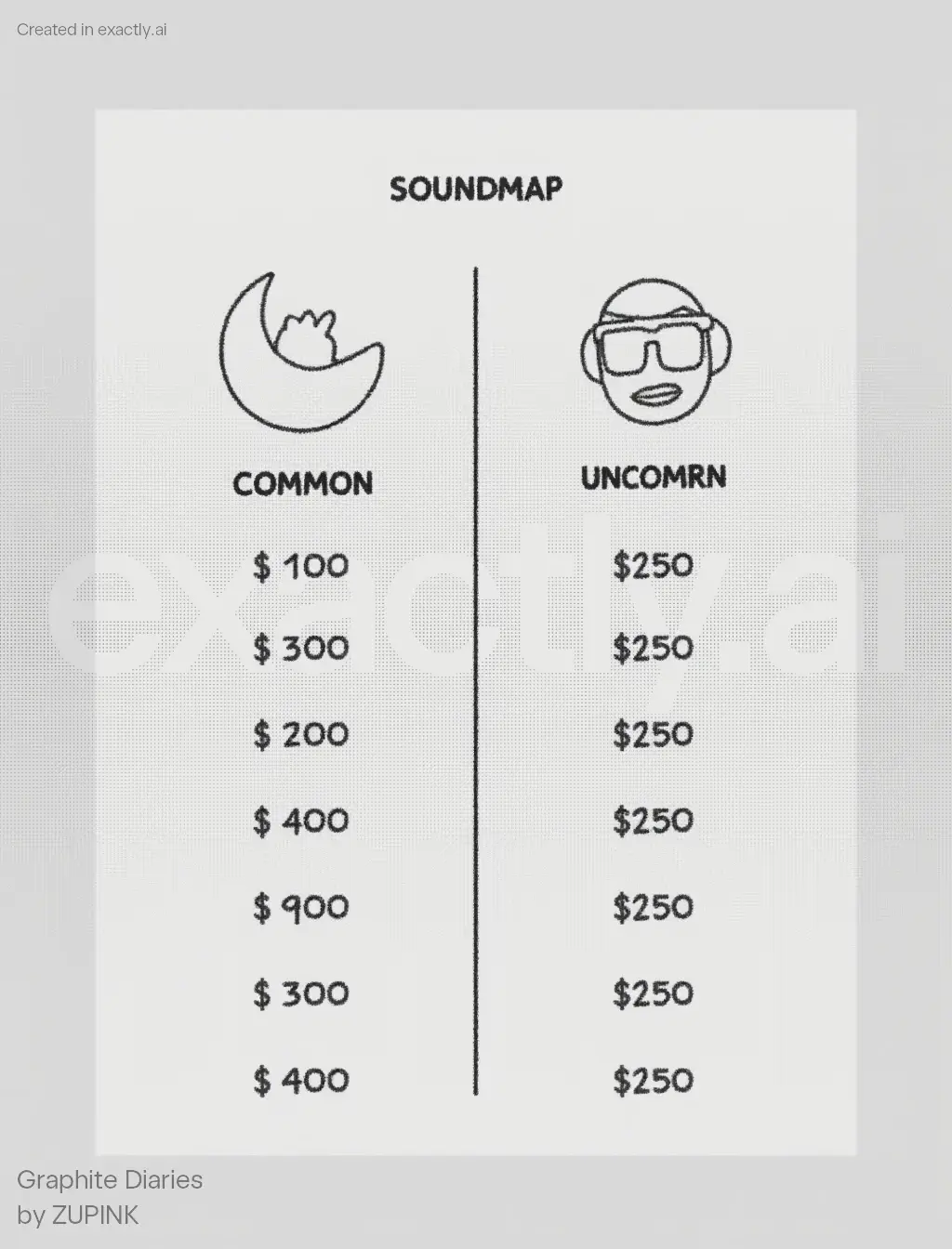 Soundmap Pricing Chart created with Graphite Diaries by ZUPINK