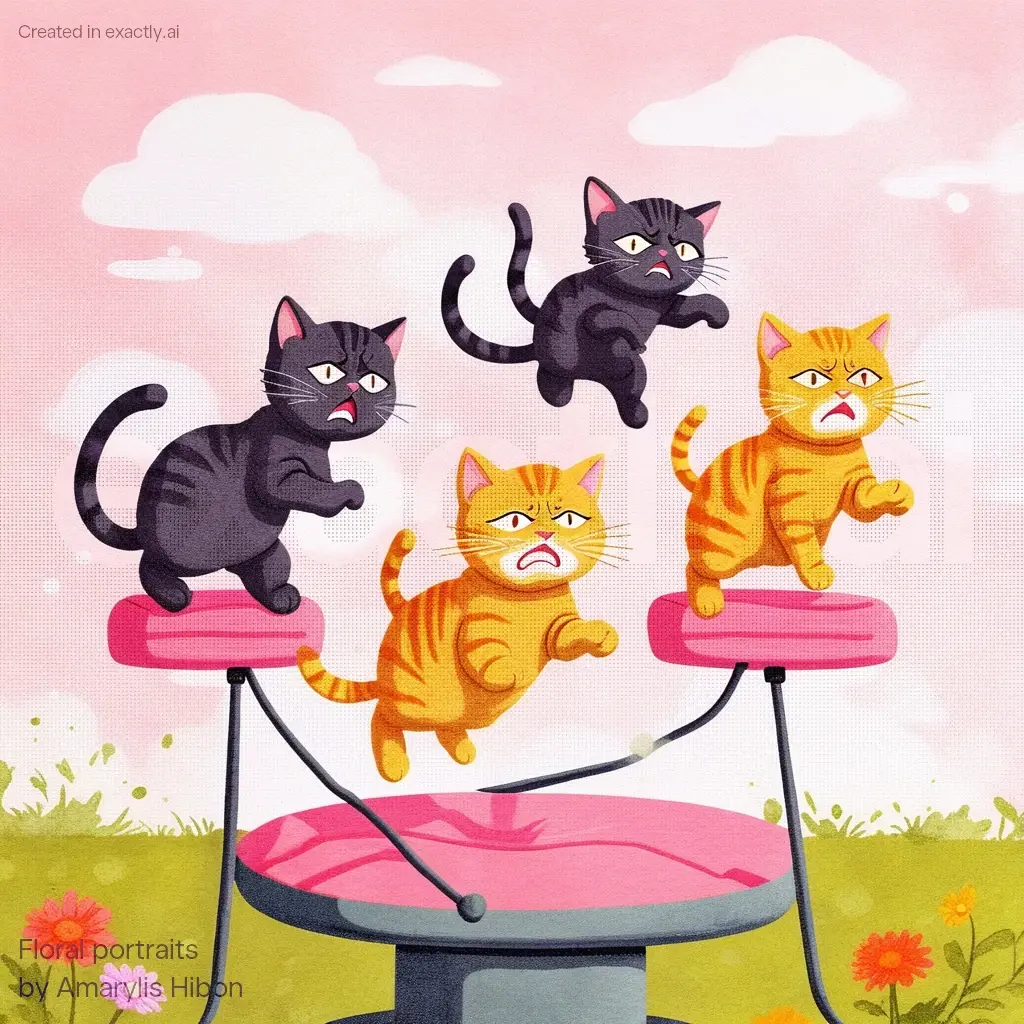 Cat trampoline jump created with Floral portraits by Amarylis Hibon