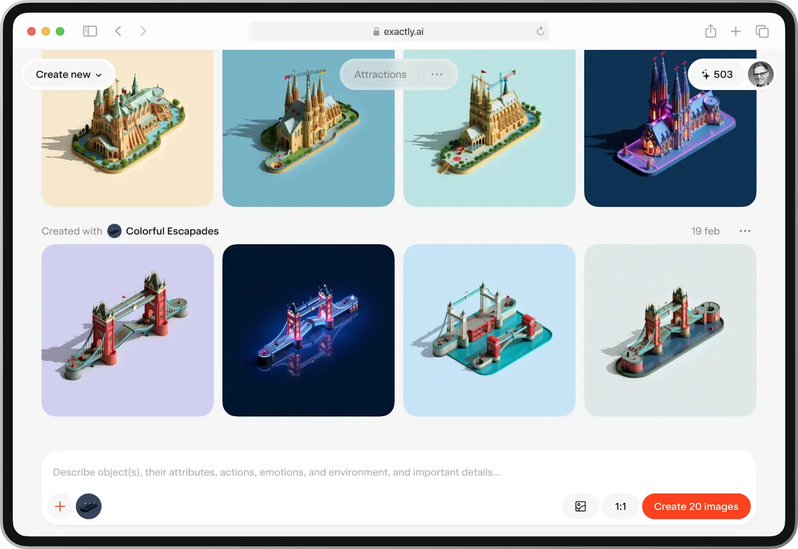 Generations from Sennep's custom AI model on exactly.ai