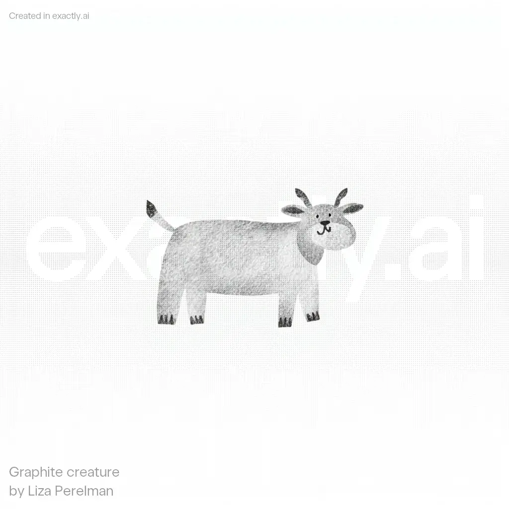 Cute Cartoon Cow created with Graphite creature by Liza Perelman