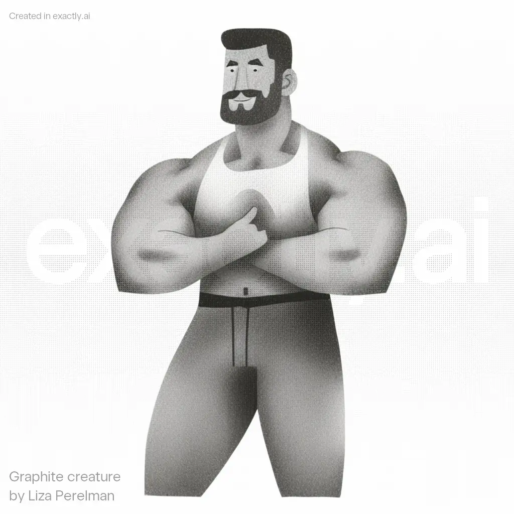Man in tank top created with Graphite creature by Liza Perelman