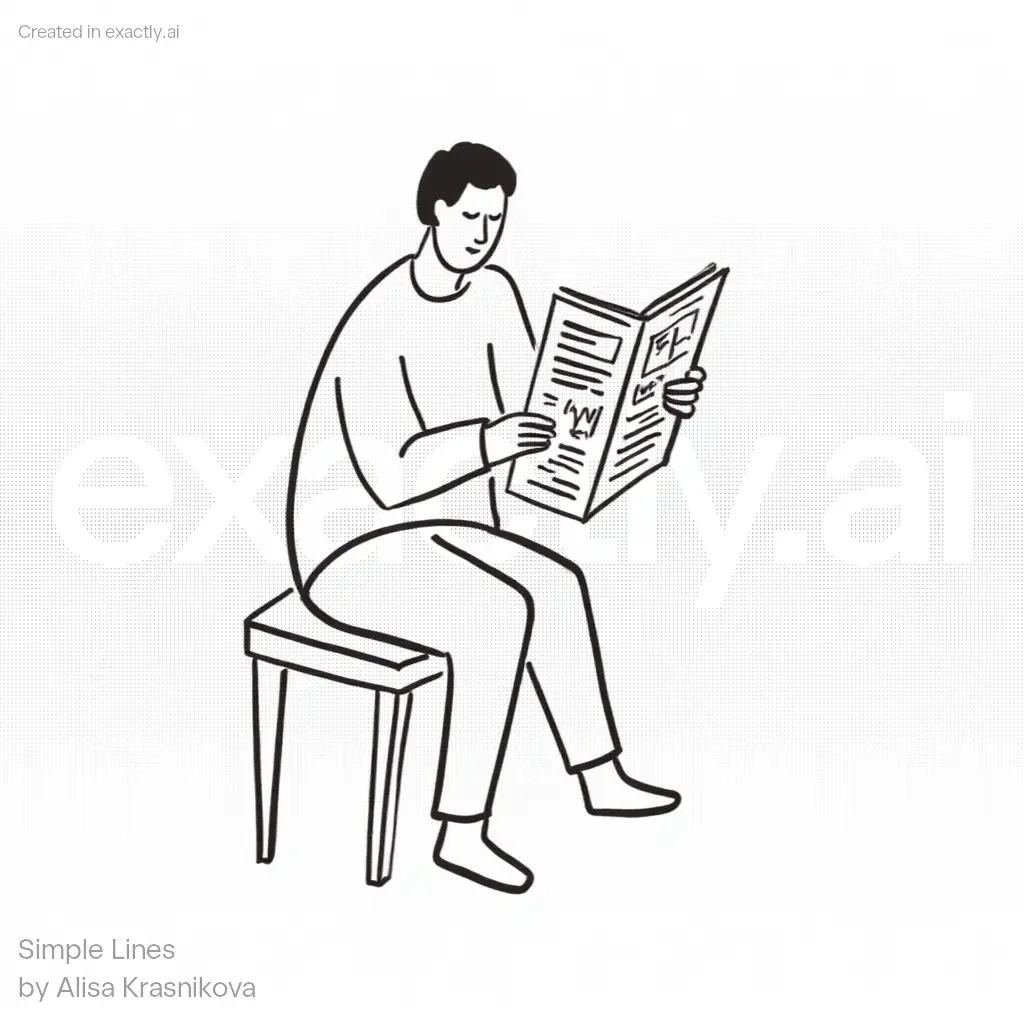 Person Reading Newspaper created with Simple Lines by Alisa Krasnikova