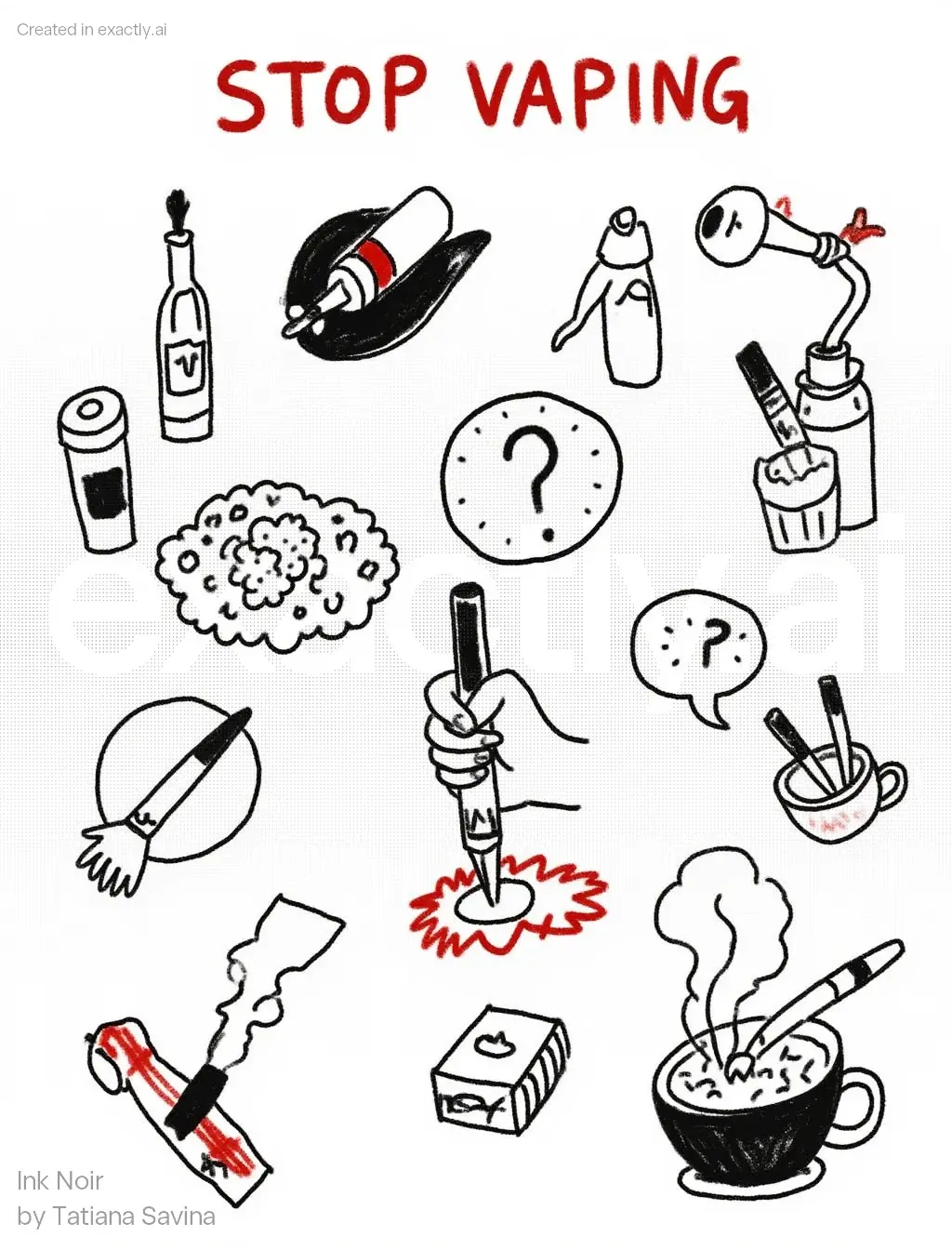 Anti-Vaping Poster created with Ink Noir by Tatiana Savina