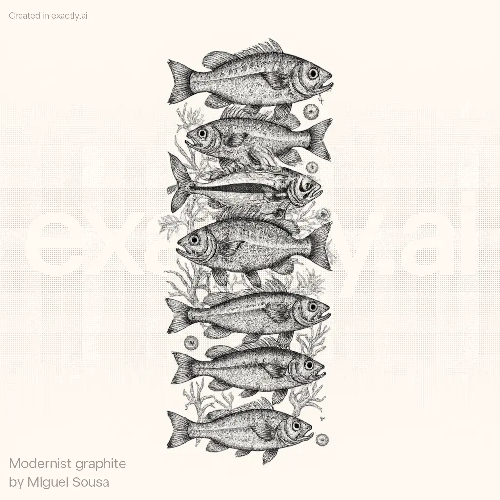 Fish drawing created with Modernist graphite by Miguel Sousa