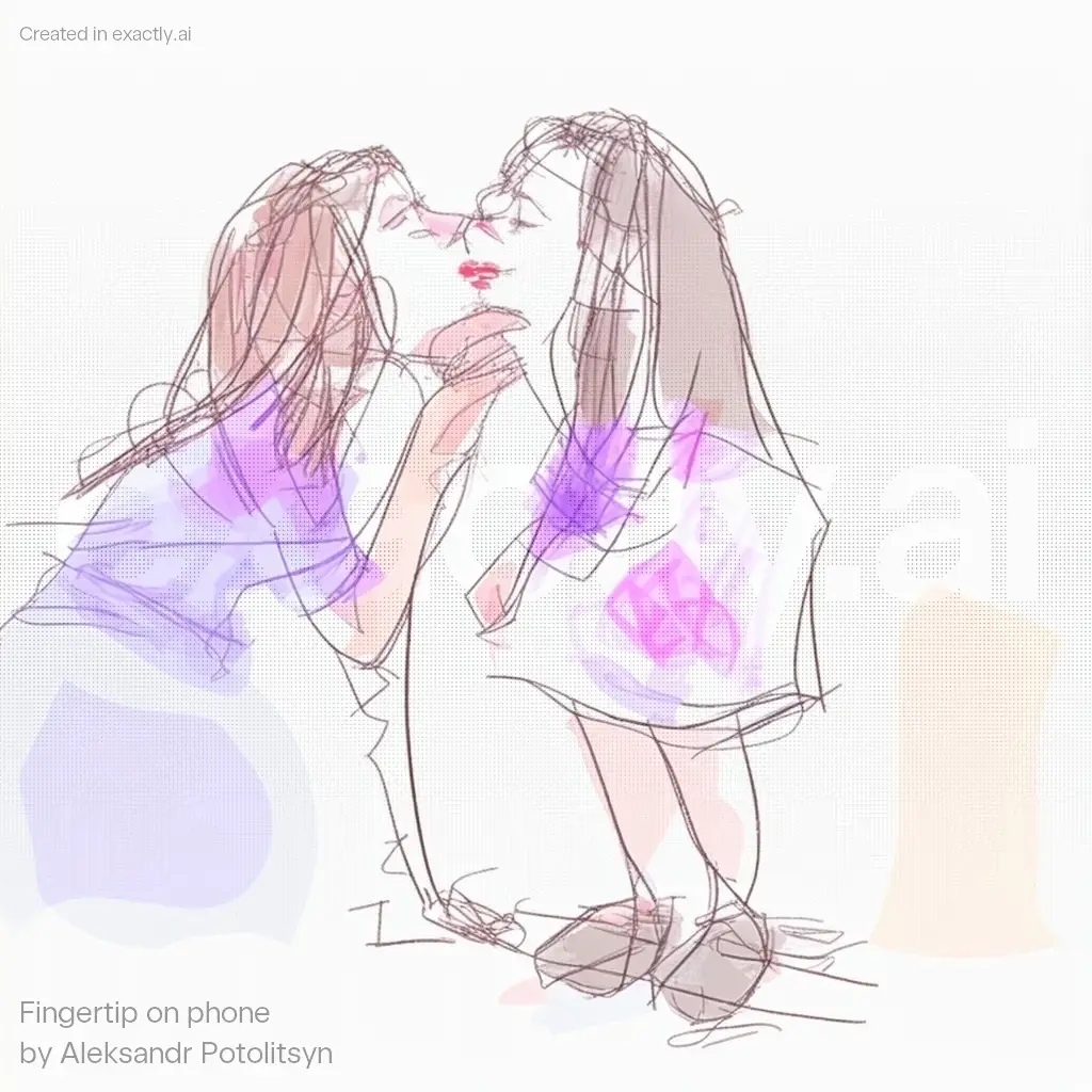 Drawing of two people kissing created with Fingertip on phone by Aleksandr Potolitsyn
