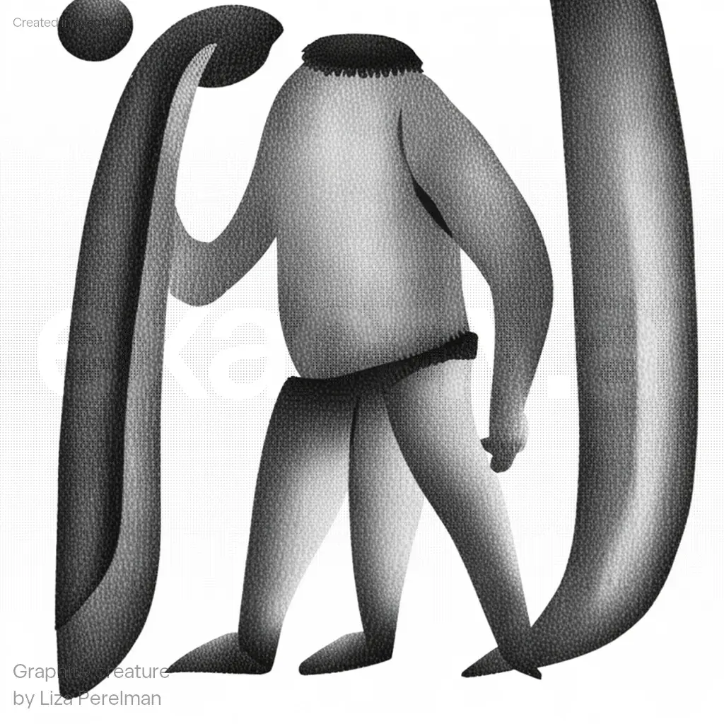 Man in tank top created with Graphite creature by Liza Perelman