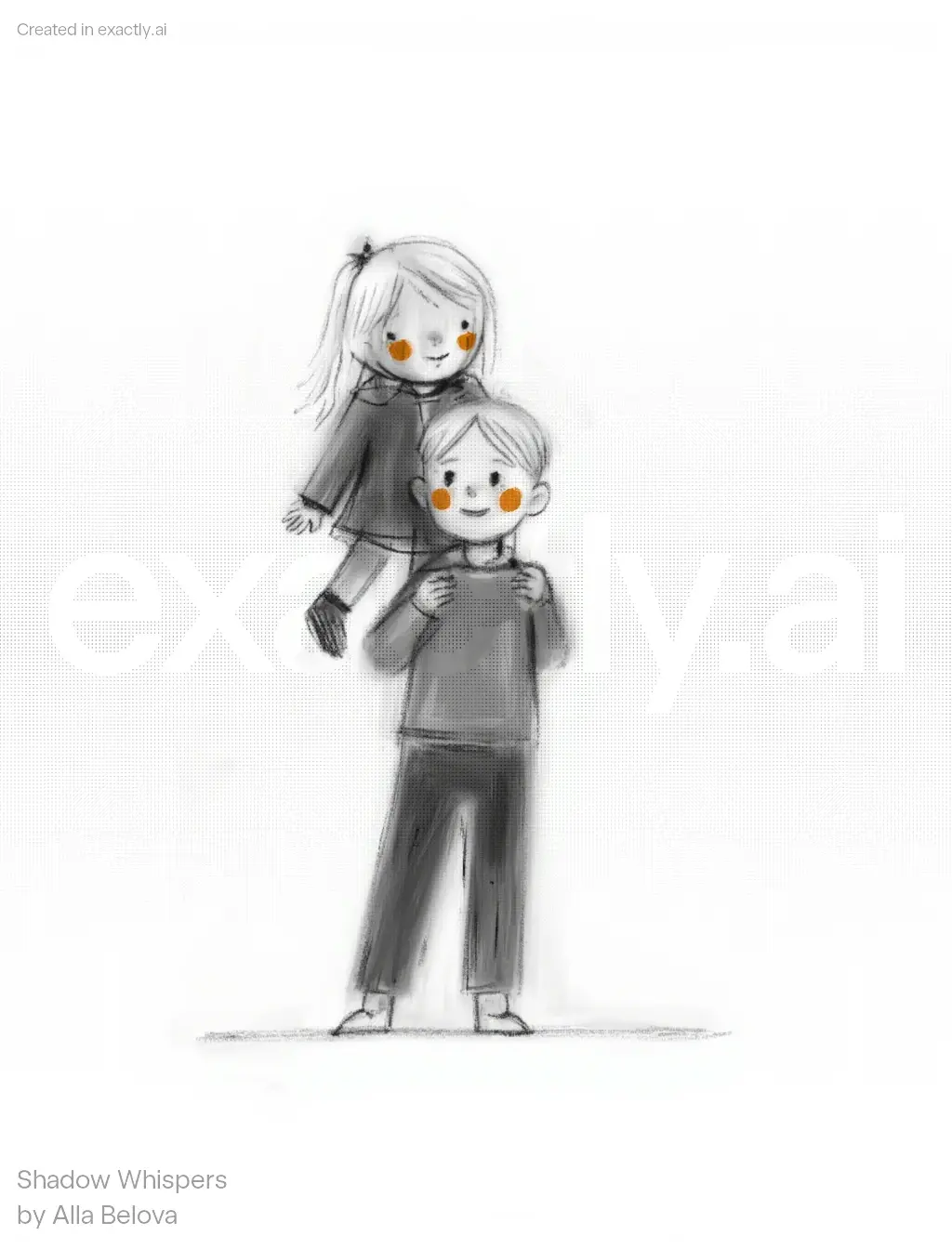 Sibling Piggyback Ride created with Shadow Whispers by Alla Belova