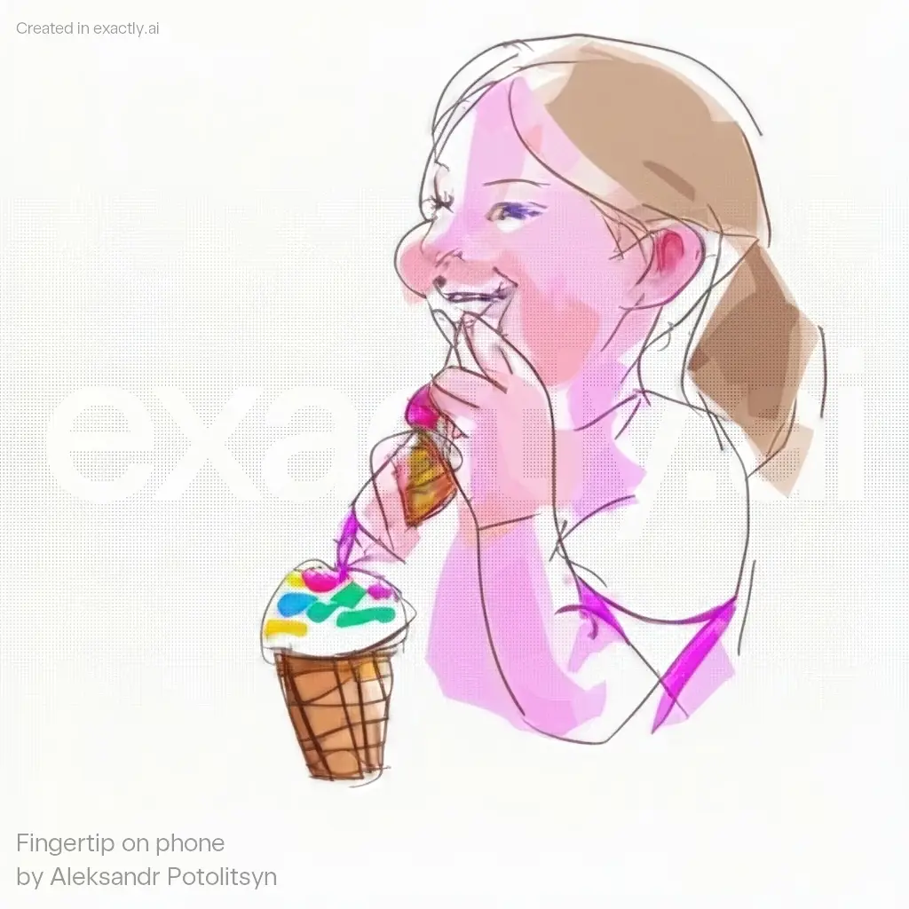 Girl eating ice cream created with Fingertip on phone by Aleksandr Potolitsyn