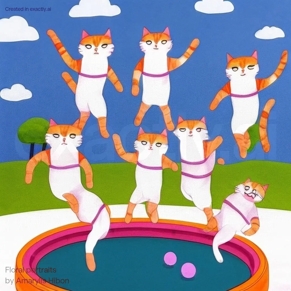Cat trampoline jump created with Floral portraits by Amarylis Hibon
