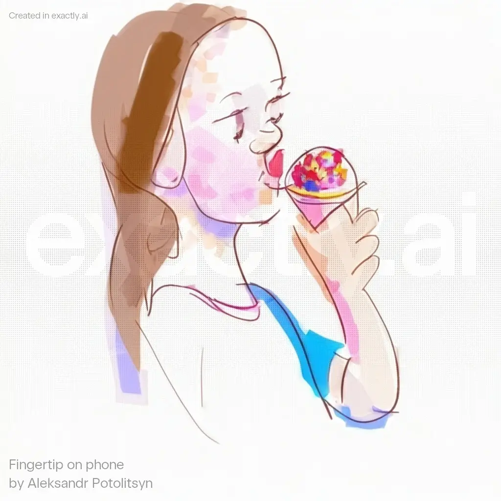 Girl eating ice cream created with Fingertip on phone by Aleksandr Potolitsyn