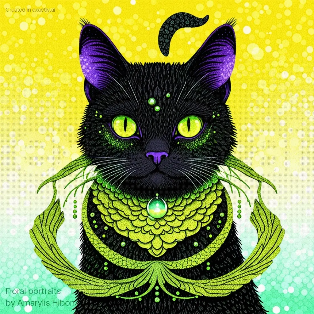 Mermaid cat created with Floral portraits by Amarylis Hibon