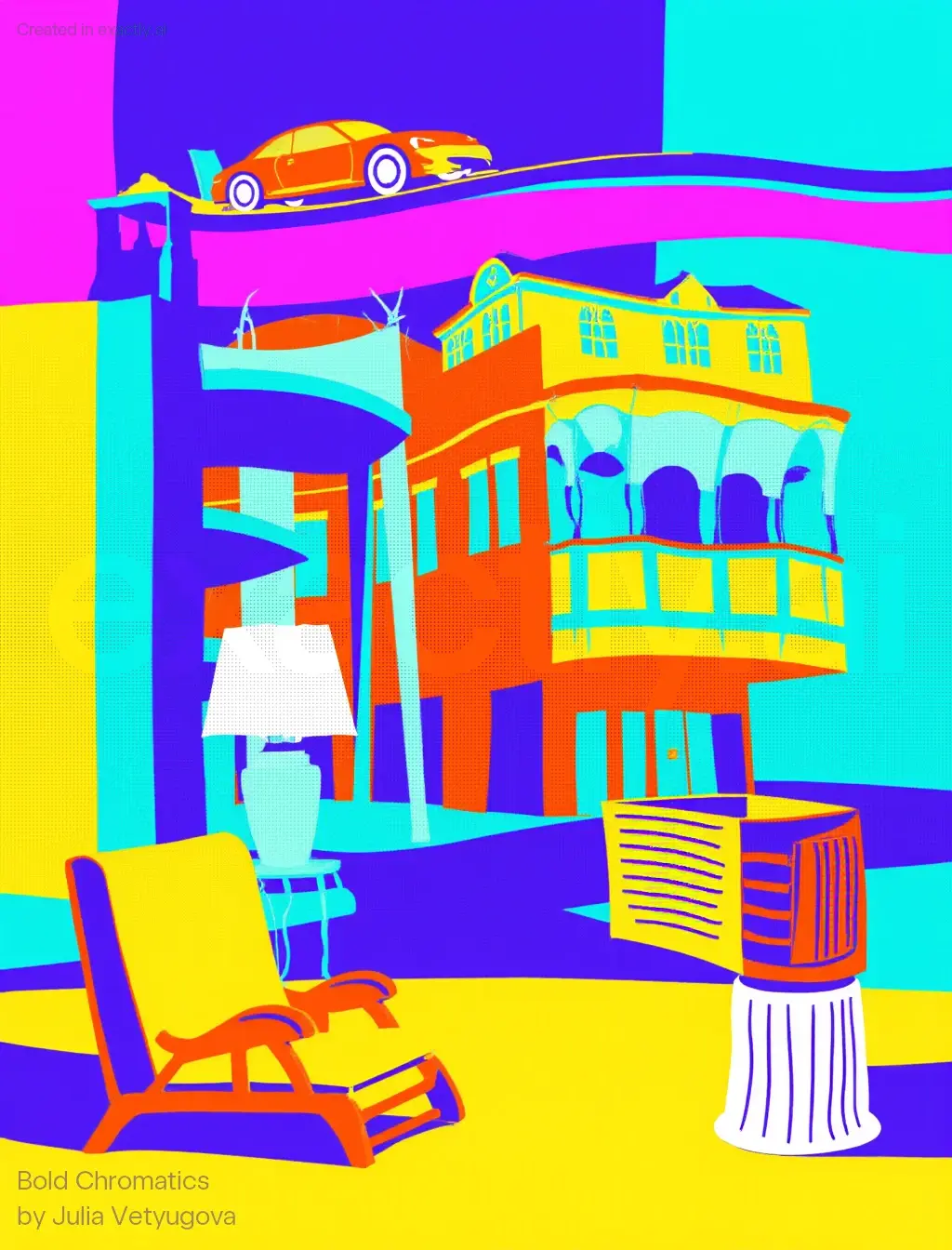 Vibrant Urban Surrealism created with Bold Chromatics by Julia Vetyugova