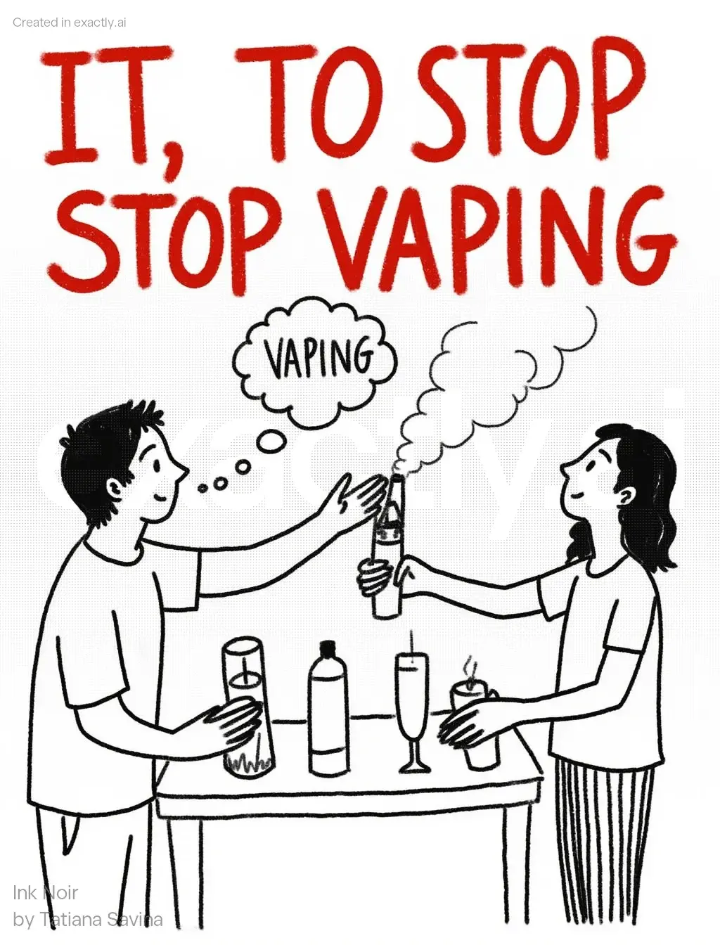 Anti-Vaping Poster created with Ink Noir by Tatiana Savina
