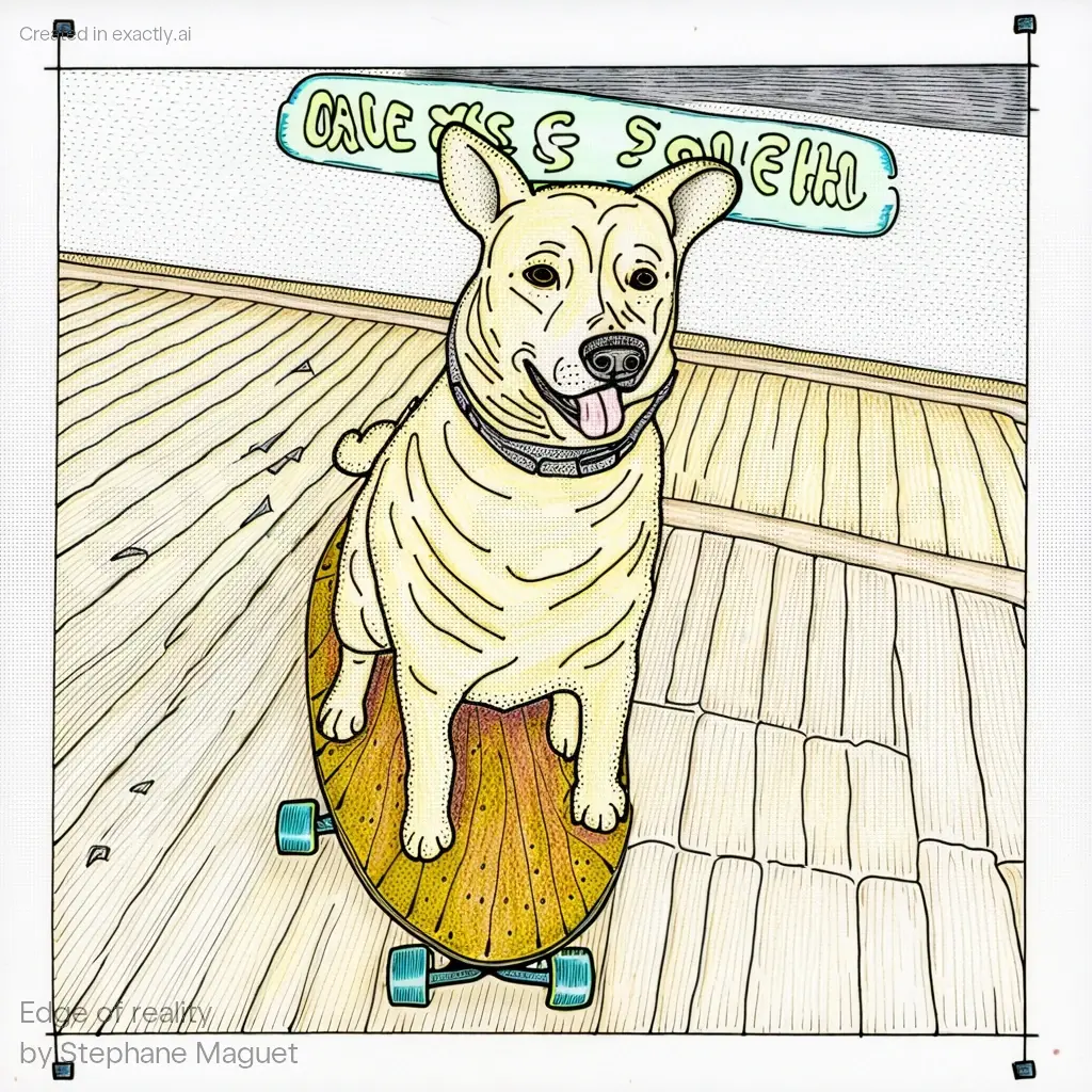Dog on skateboard created with Edge of reality by Stephane Maguet