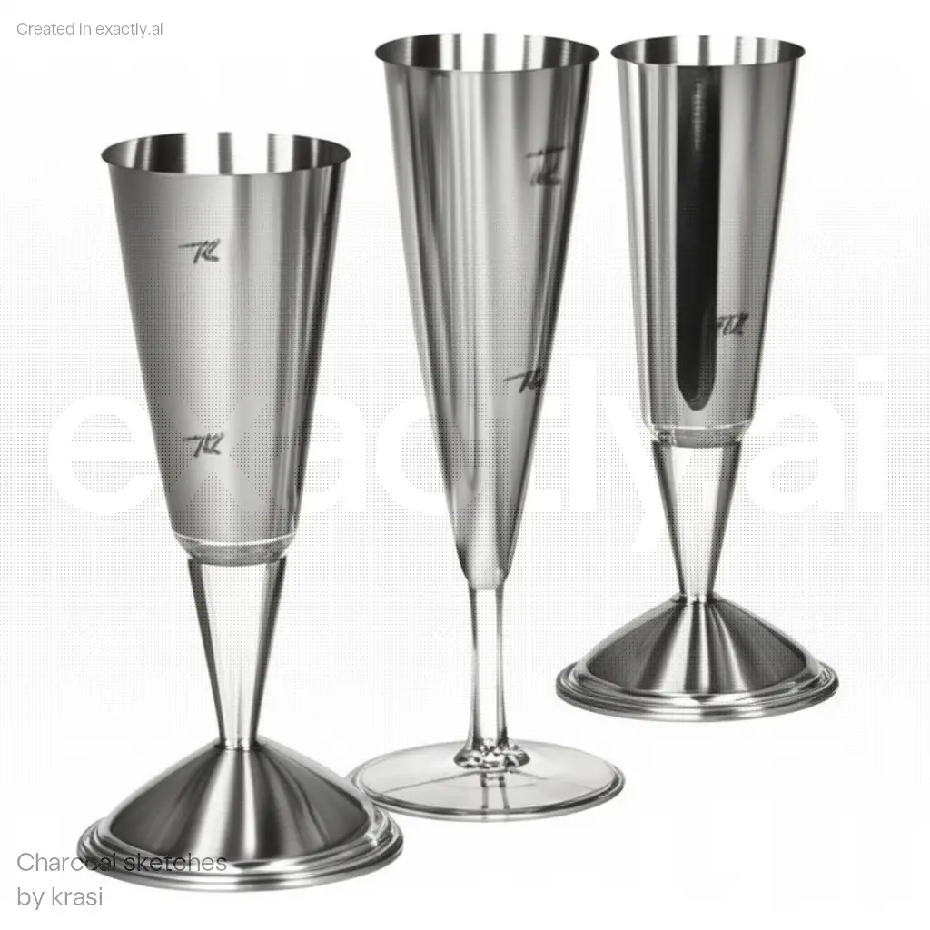 Cocktail shaker and martini glass created with Charcoal sketches by krasi