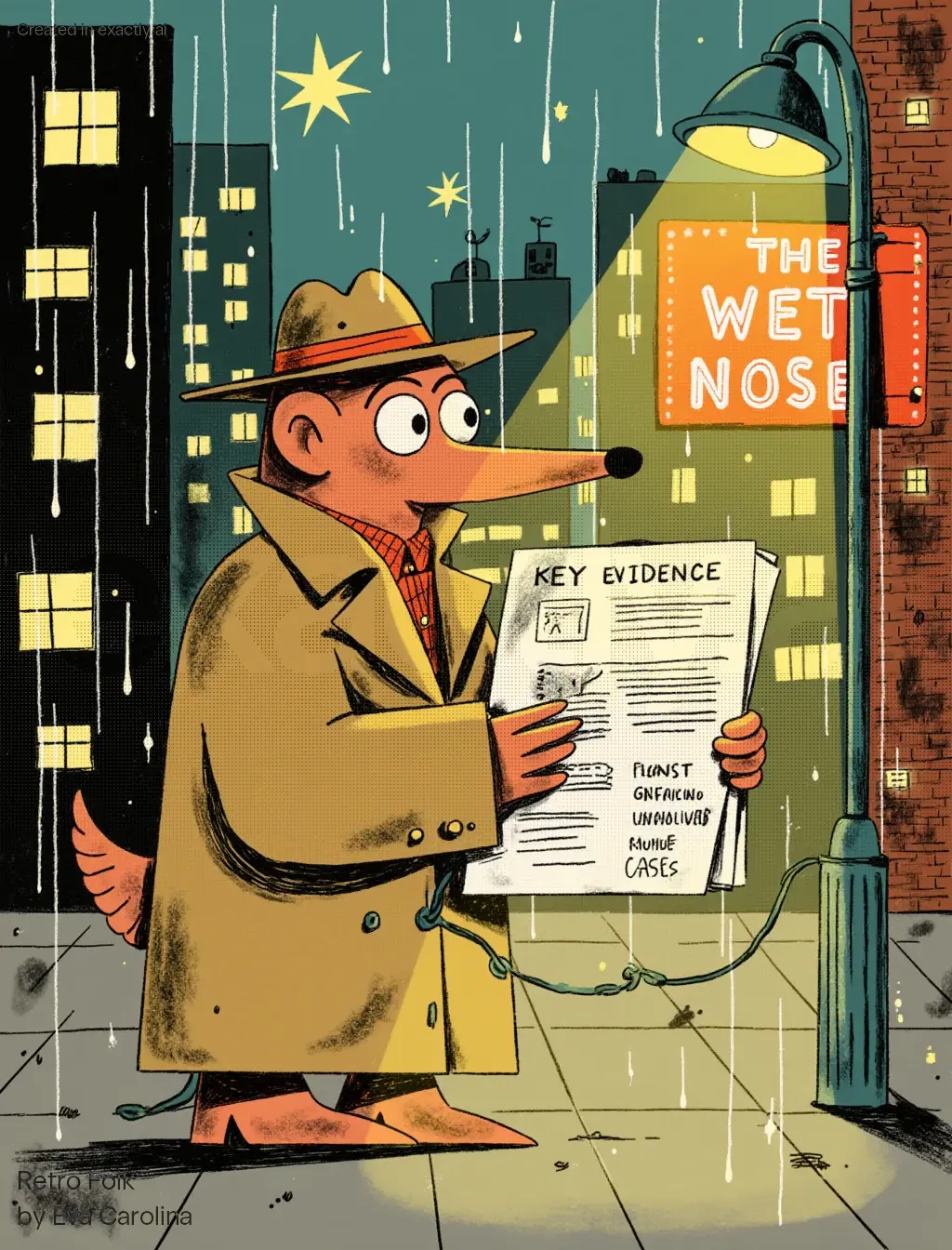 Detective Platypus created with Retro Folk  by Eva Carolina