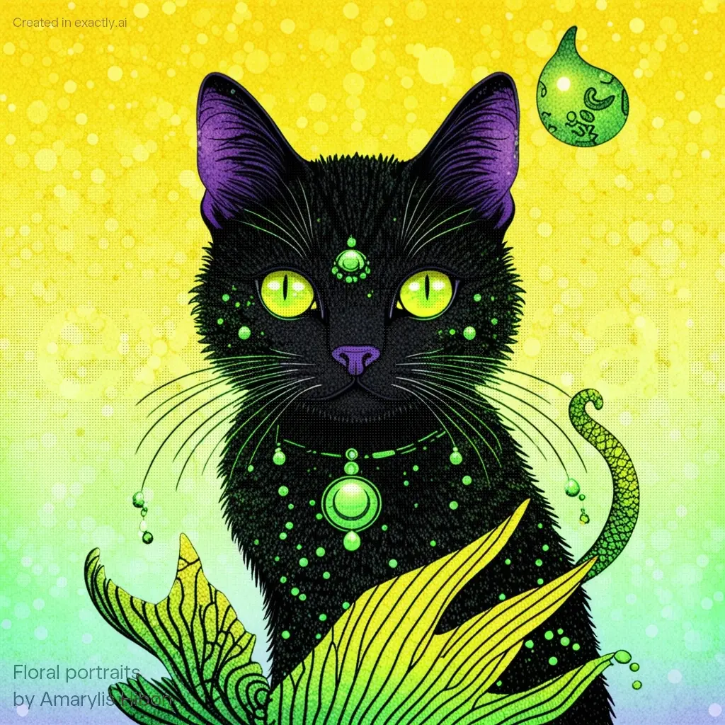 Mermaid cat created with Floral portraits by Amarylis Hibon