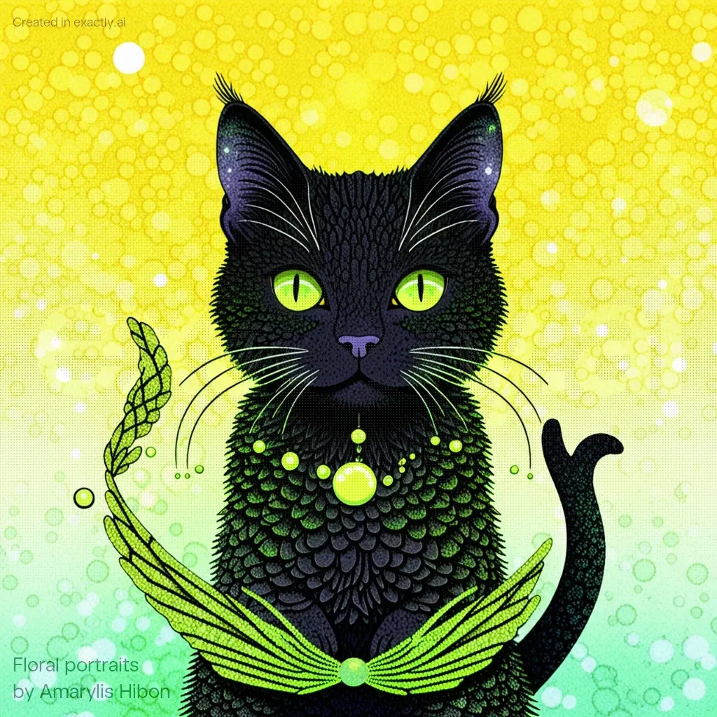 Mermaid cat created with Floral portraits by Amarylis Hibon