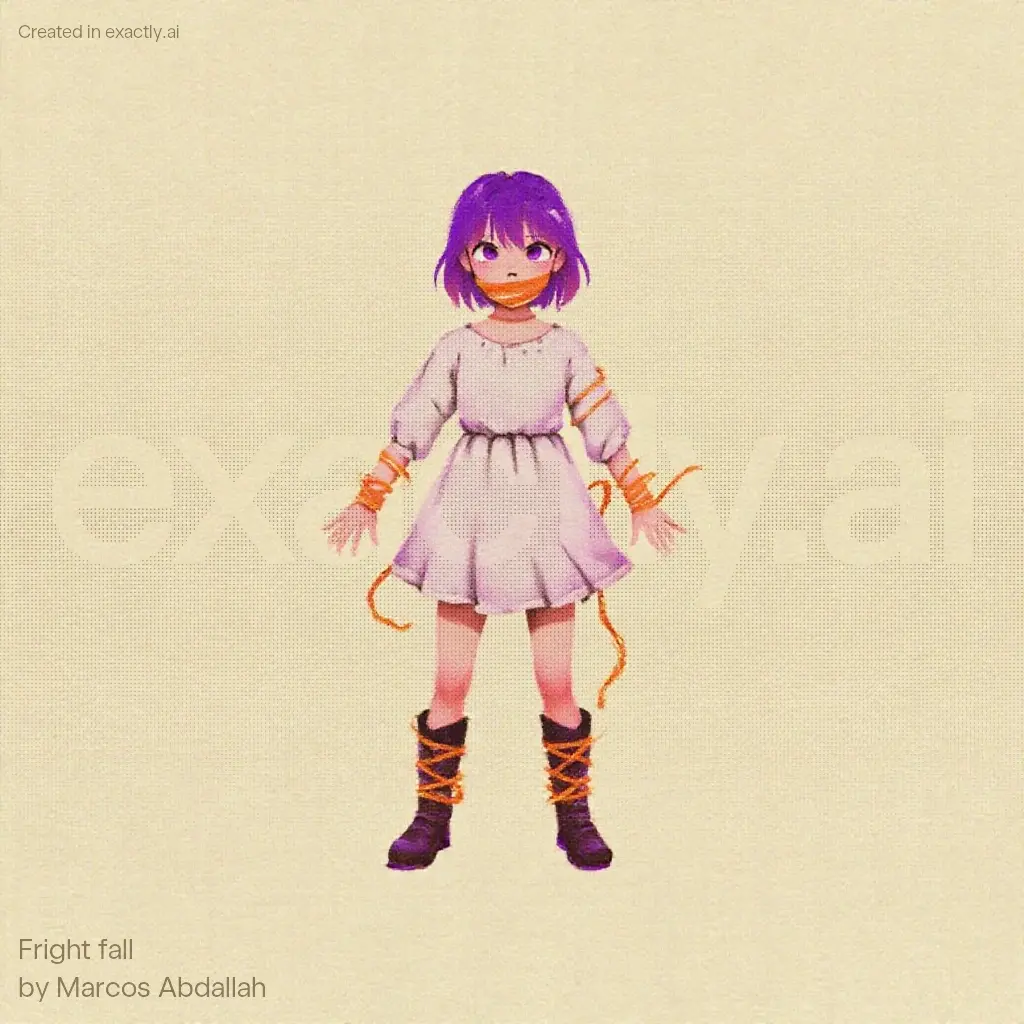 Anime girl tied up created with Fright fall by Marcos Abdallah