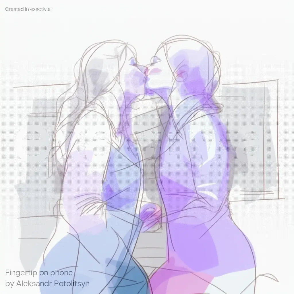 Drawing of two people kissing created with Fingertip on phone by Aleksandr Potolitsyn