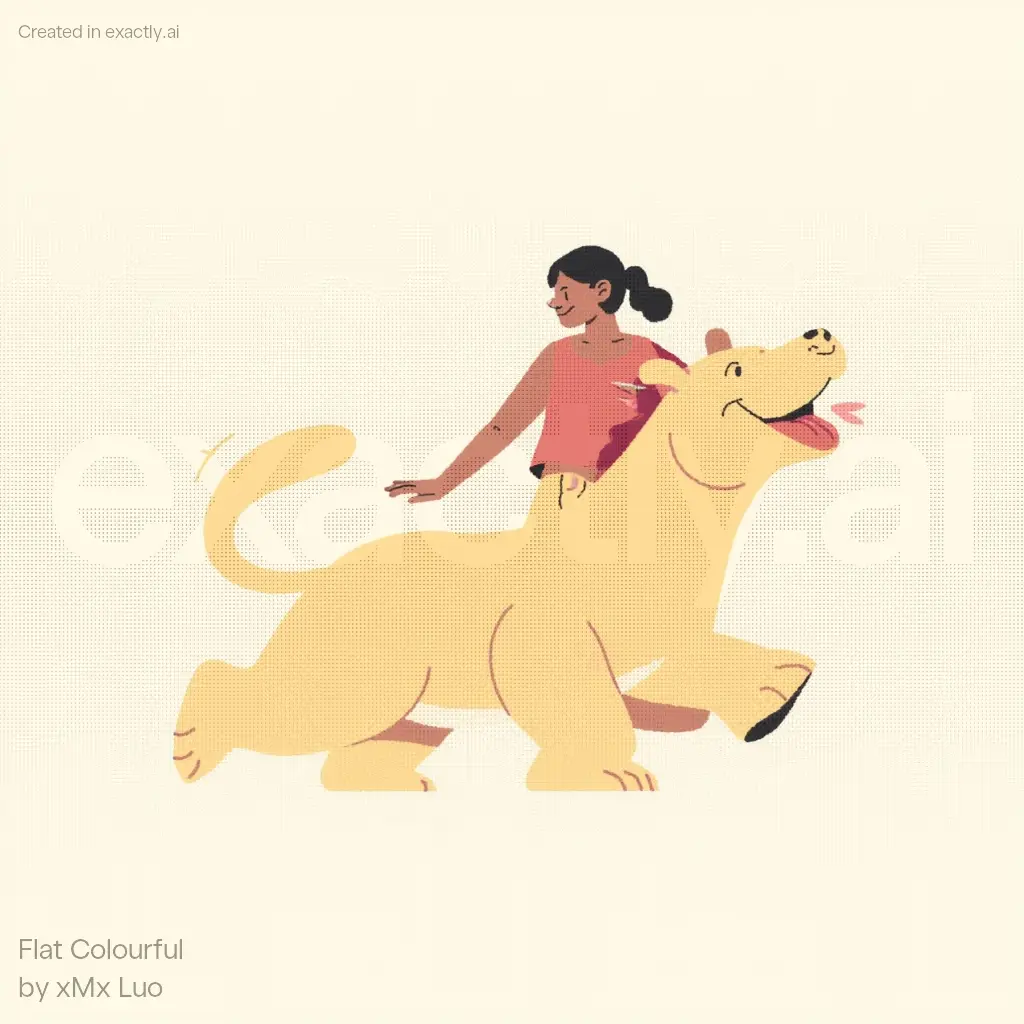 Girl riding dog created with Flat Colourful by xMx Luo